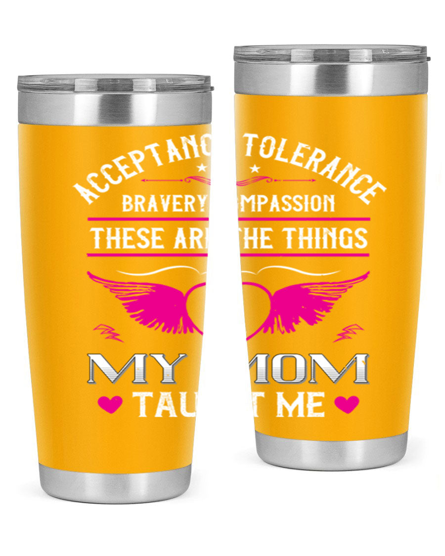 Acceptance Tolerance 96# 20oz Tumbler in stainless steel with a drink-thru lid, showcasing its sleek design and copper lining.
