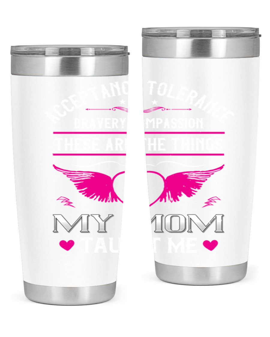 Acceptance Tolerance 96# 20oz Tumbler in stainless steel with a drink-thru lid, showcasing its sleek design and copper lining.