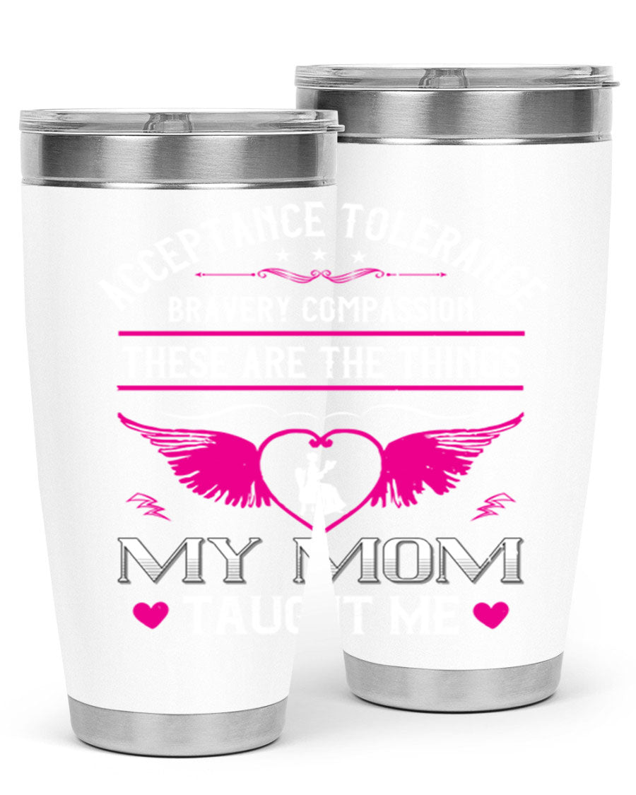 Acceptance Tolerance 96# 20oz Tumbler in stainless steel with a drink-thru lid, showcasing its sleek design and copper lining.