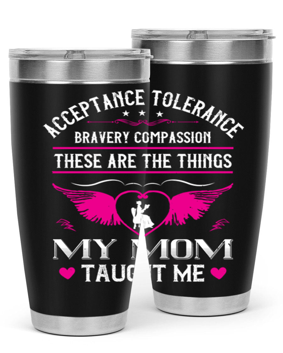 Acceptance Tolerance 96# 20oz Tumbler in stainless steel with a drink-thru lid, showcasing its sleek design and copper lining.
