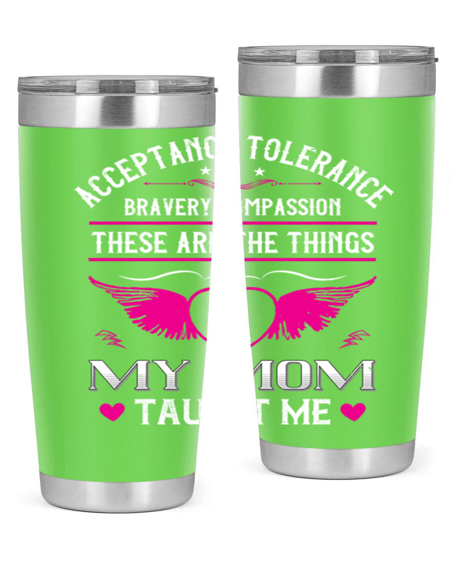 Acceptance Tolerance 96# 20oz Tumbler in stainless steel with a drink-thru lid, showcasing its sleek design and copper lining.