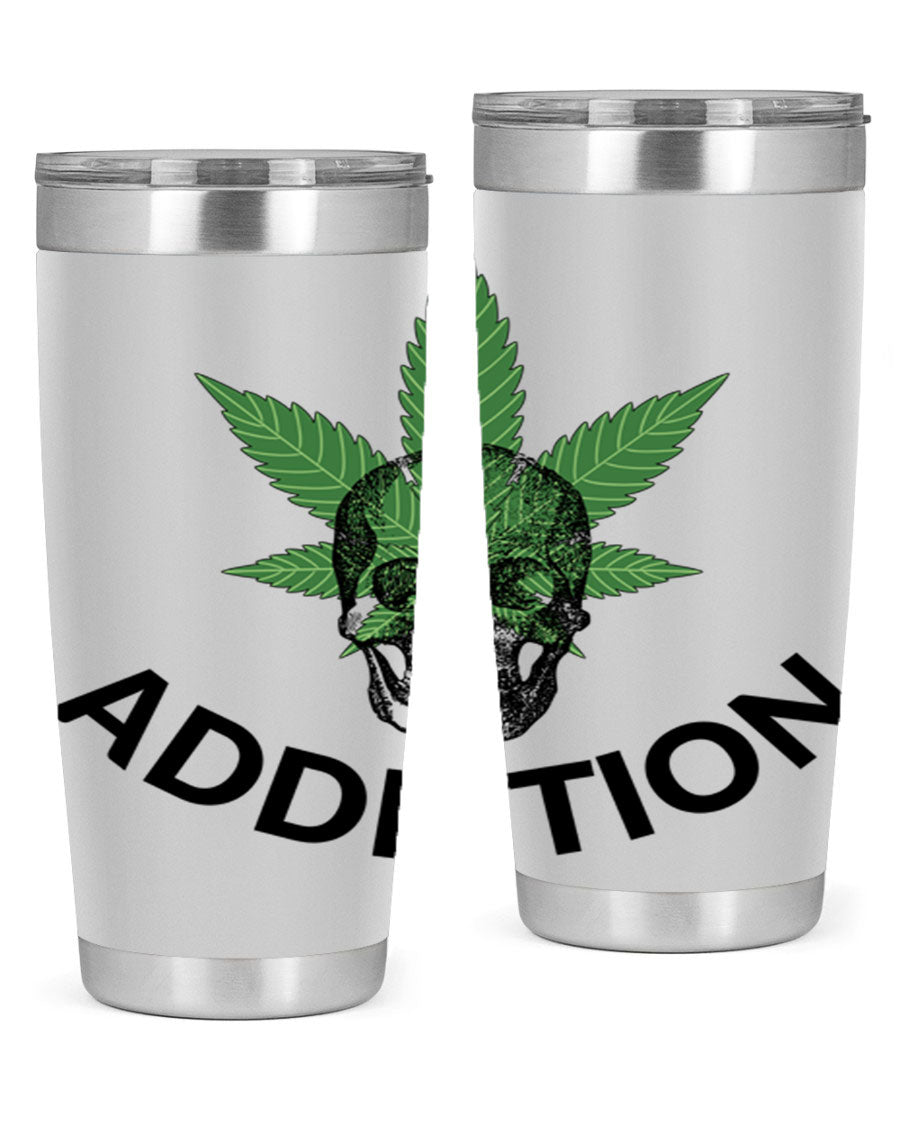 Addiction Cannabis 7# Tumbler in stainless steel with a sleek design, perfect for hot and cold beverages.
