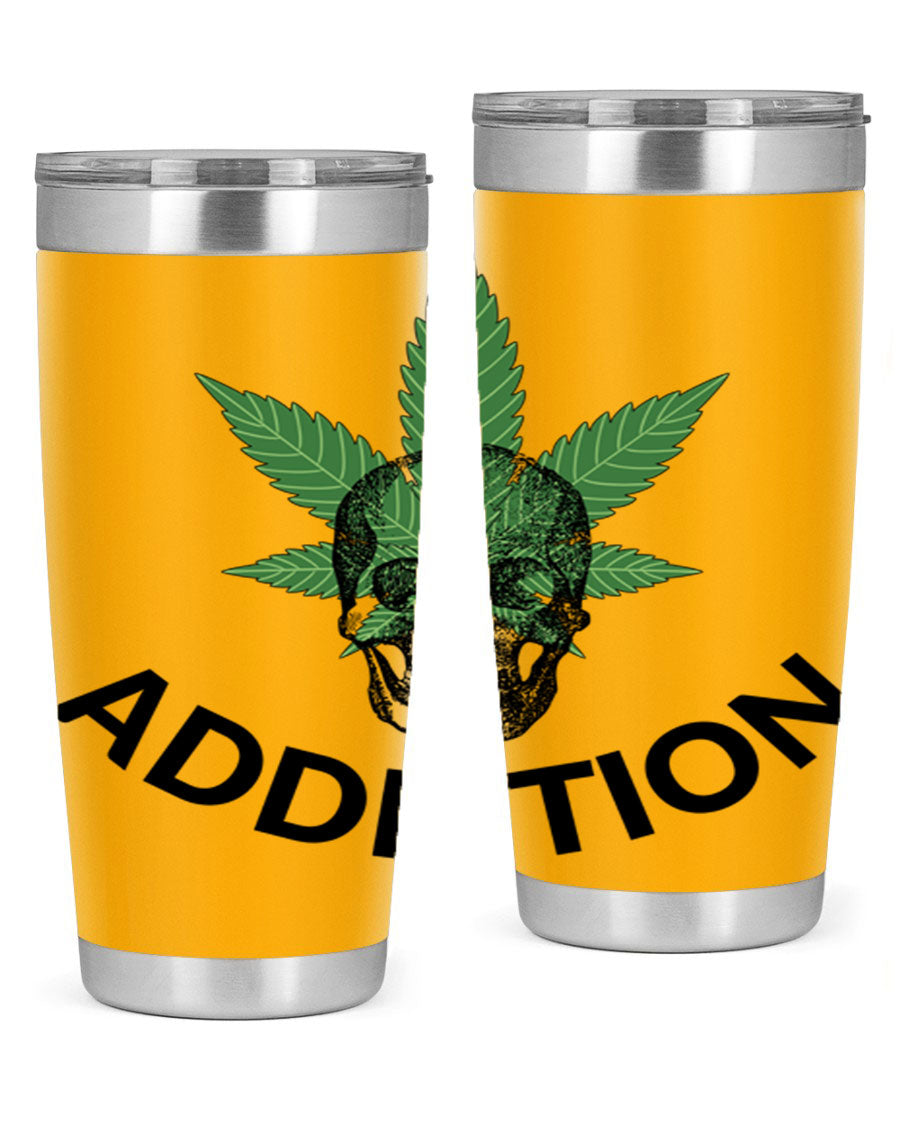 Addiction Cannabis 7# Tumbler in stainless steel with a sleek design, perfect for hot and cold beverages.