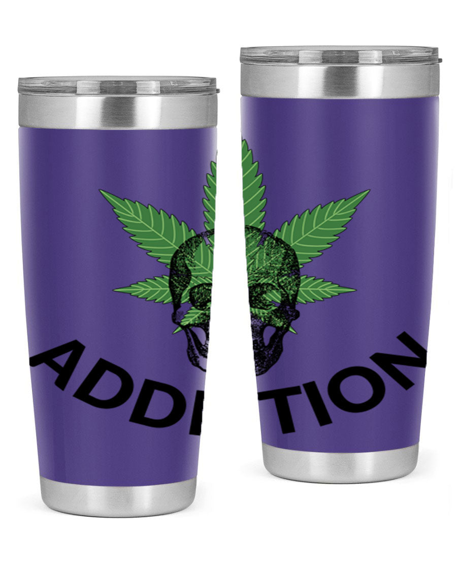 Addiction Cannabis 7# Tumbler in stainless steel with a sleek design, perfect for hot and cold beverages.