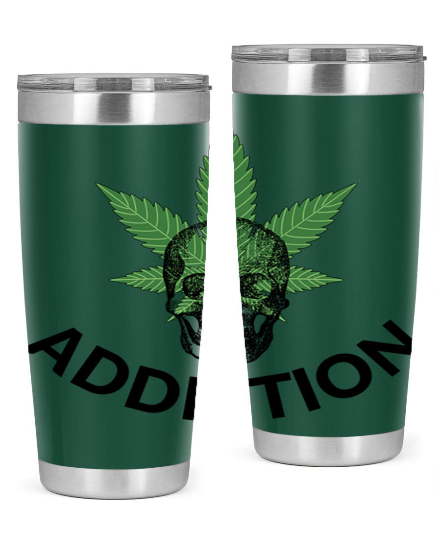 Addiction Cannabis 7# Tumbler in stainless steel with a sleek design, perfect for hot and cold beverages.