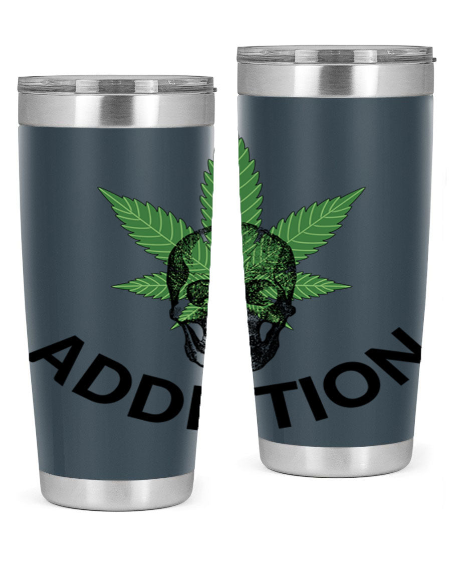 Addiction Cannabis 7# Tumbler in stainless steel with a sleek design, perfect for hot and cold beverages.