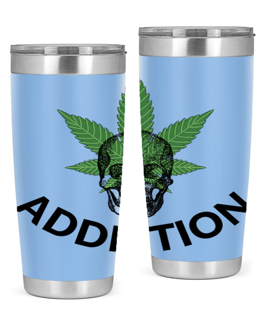 Addiction Cannabis 7# Tumbler in stainless steel with a sleek design, perfect for hot and cold beverages.
