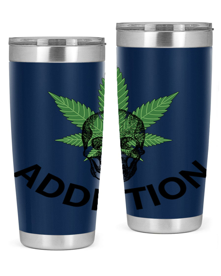 Addiction Cannabis 7# Tumbler in stainless steel with a sleek design, perfect for hot and cold beverages.