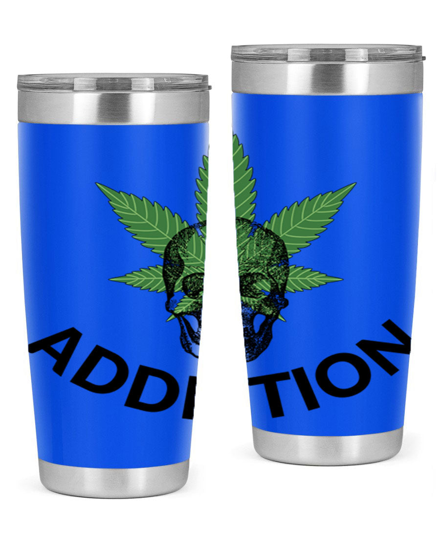 Addiction Cannabis 7# Tumbler in stainless steel with a sleek design, perfect for hot and cold beverages.