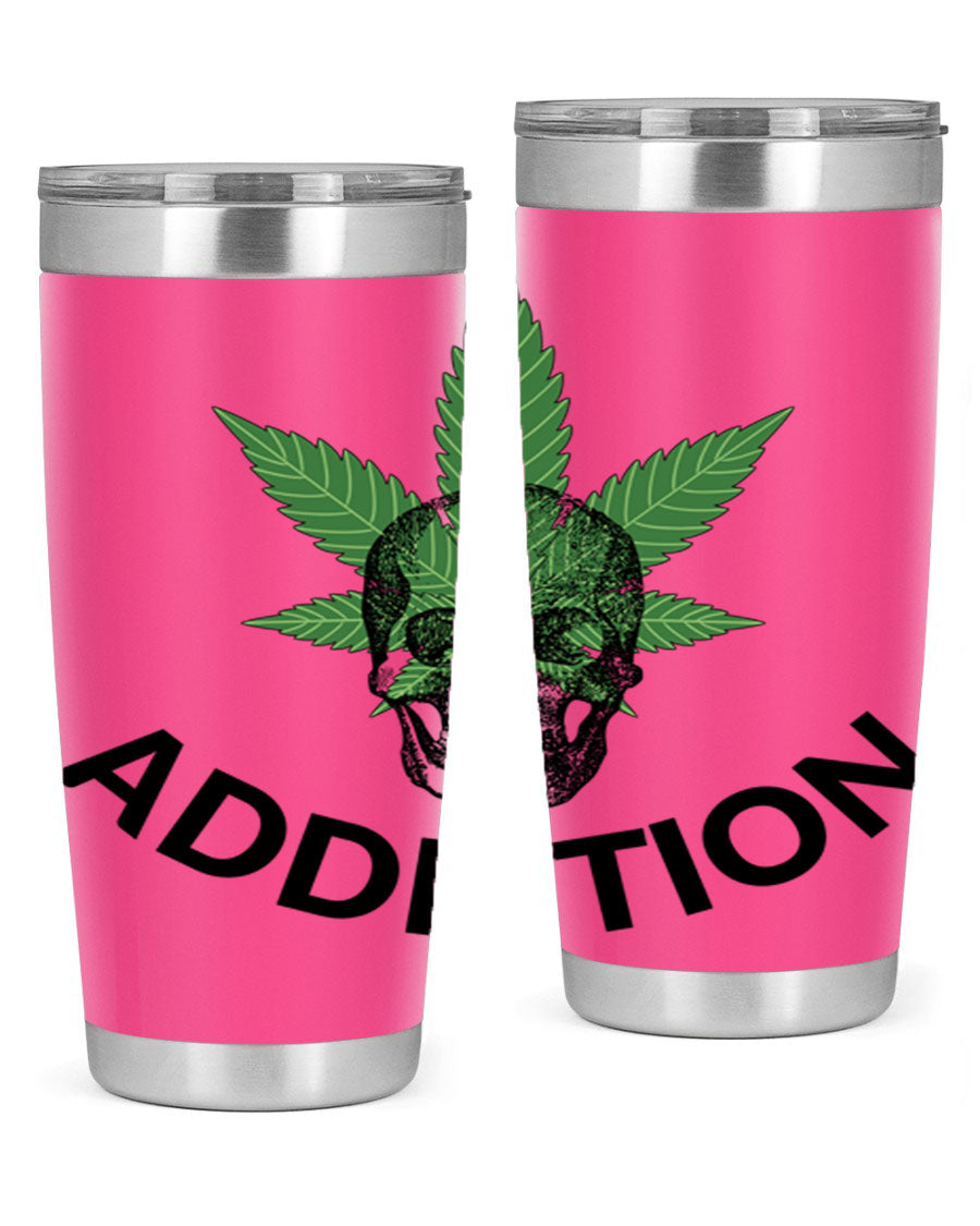 Addiction Cannabis 7# Tumbler in stainless steel with a sleek design, perfect for hot and cold beverages.