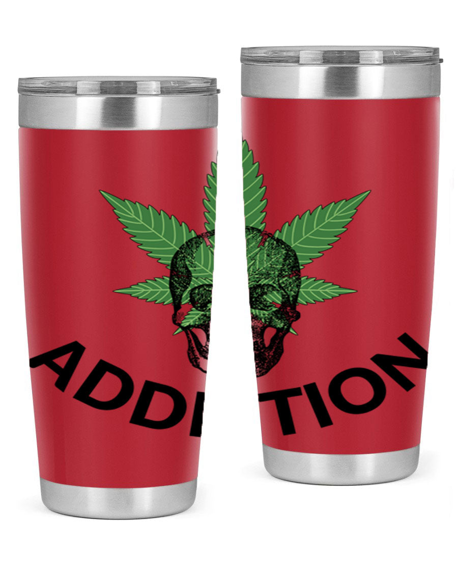 Addiction Cannabis 7# Tumbler in stainless steel with a sleek design, perfect for hot and cold beverages.