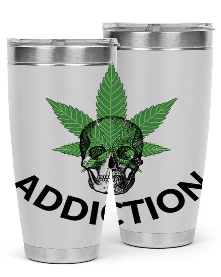 Addiction Cannabis 7# Tumbler in stainless steel with a sleek design, perfect for hot and cold beverages.