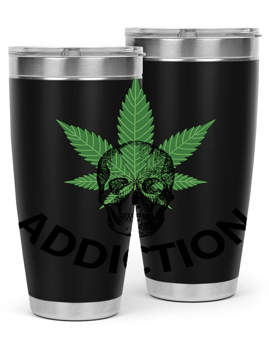 Addiction Cannabis 7# Tumbler in stainless steel with a sleek design, perfect for hot and cold beverages.