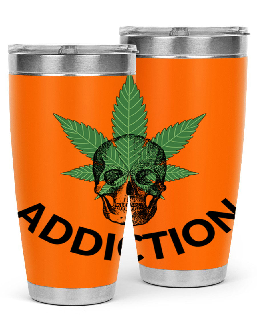 Addiction Cannabis 7# Tumbler in stainless steel with a sleek design, perfect for hot and cold beverages.