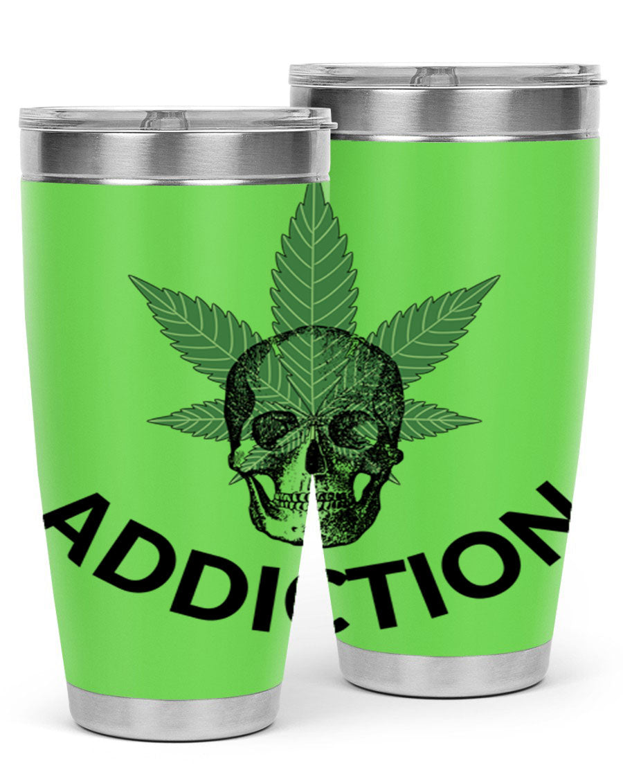 Addiction Cannabis 7# Tumbler in stainless steel with a sleek design, perfect for hot and cold beverages.