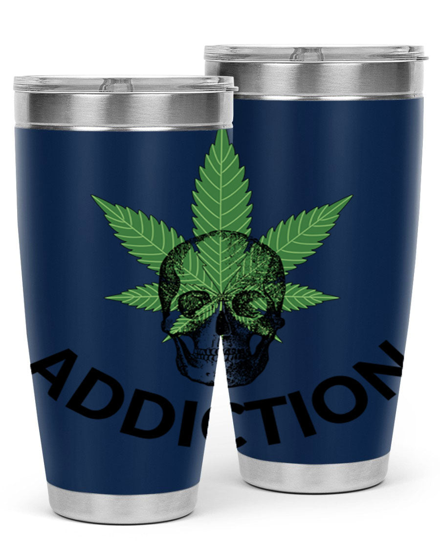 Addiction Cannabis 7# Tumbler in stainless steel with a sleek design, perfect for hot and cold beverages.