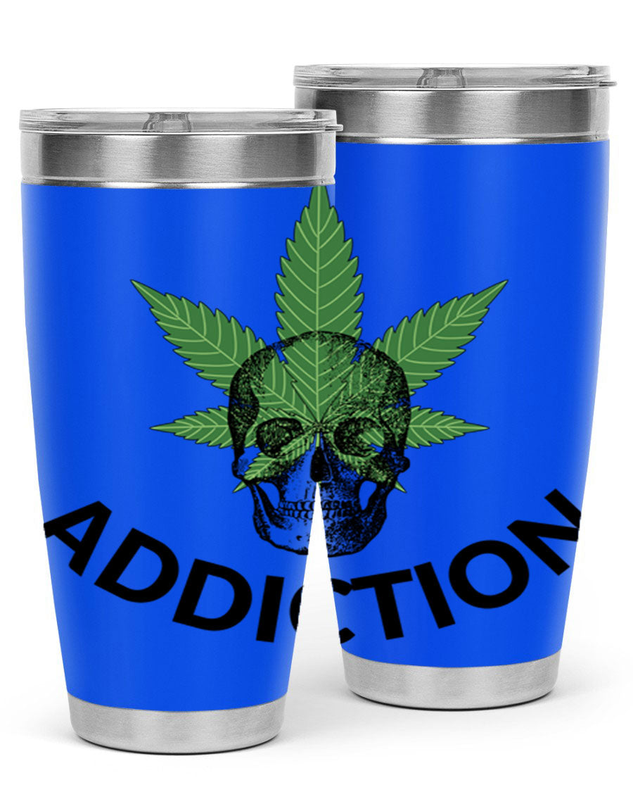 Addiction Cannabis 7# Tumbler in stainless steel with a sleek design, perfect for hot and cold beverages.