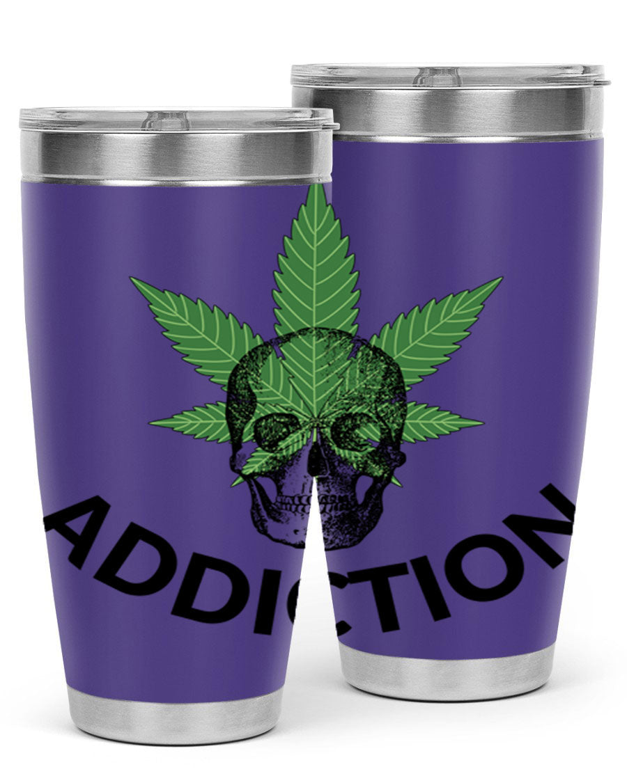 Addiction Cannabis 7# Tumbler in stainless steel with a sleek design, perfect for hot and cold beverages.