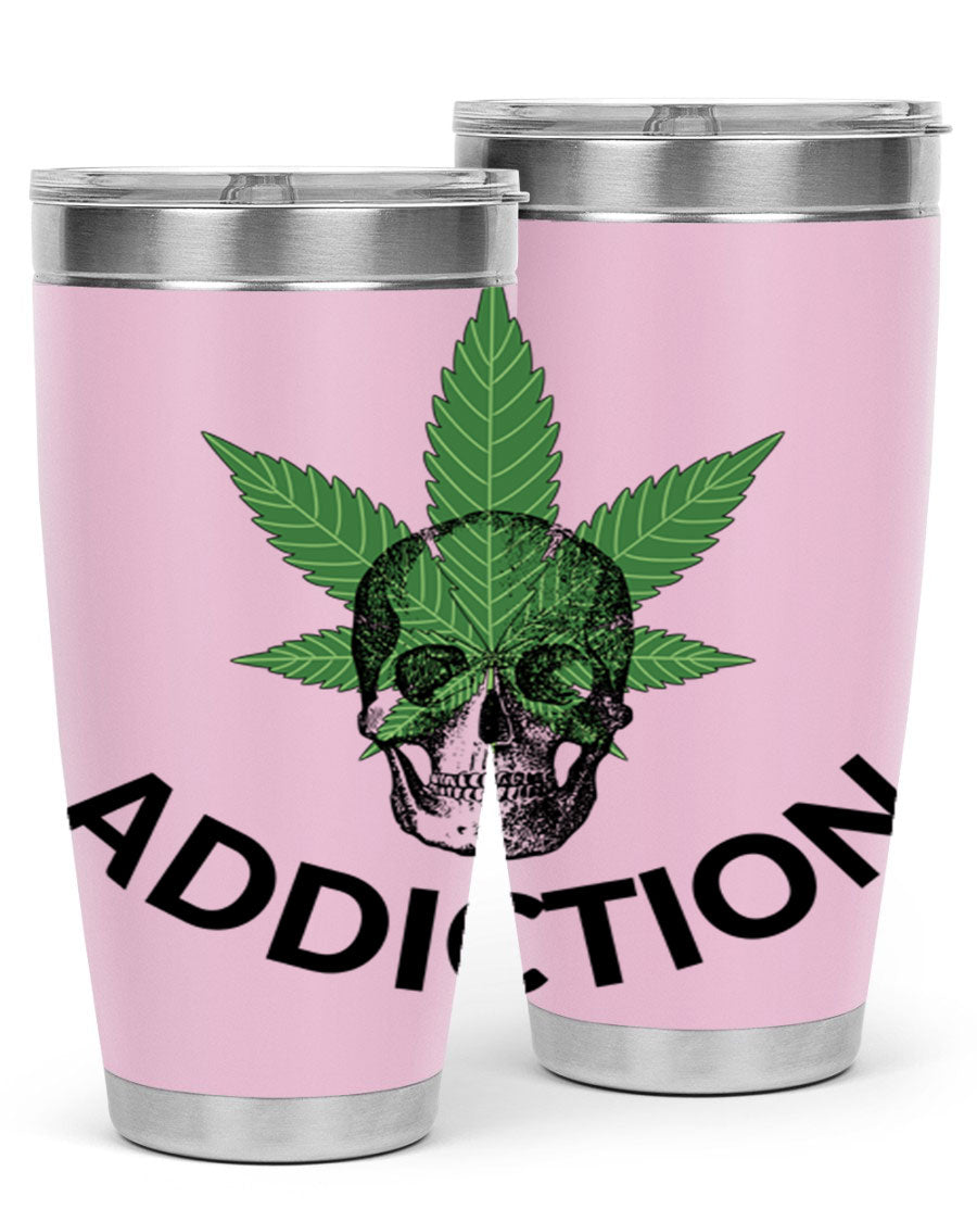 Addiction Cannabis 7# Tumbler in stainless steel with a sleek design, perfect for hot and cold beverages.