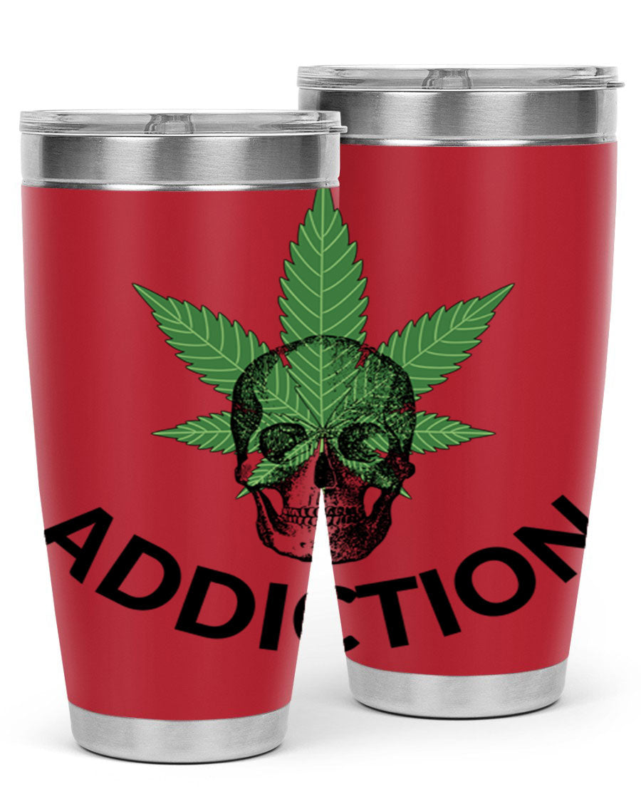 Addiction Cannabis 7# Tumbler in stainless steel with a sleek design, perfect for hot and cold beverages.