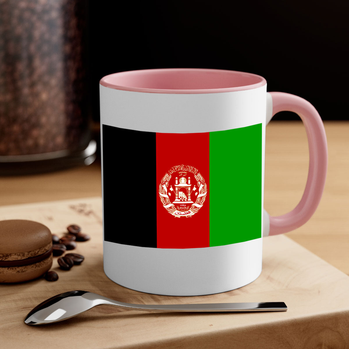 Afghanistan 197# Mug featuring a glossy finish with a colored handle and interior, available in multiple colors.