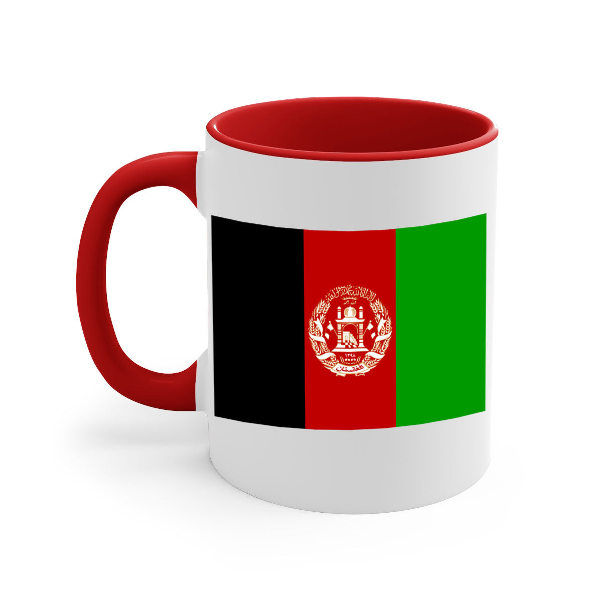 Afghanistan 197# Mug featuring a glossy finish with a colored handle and interior, available in multiple colors.