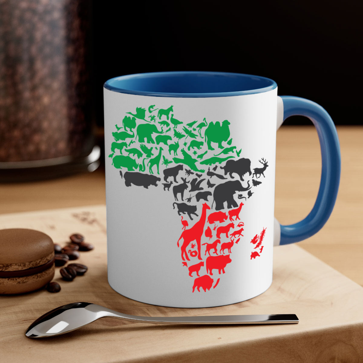A stylish two-tone Africa Animals Color 278# Mug featuring a glossy finish, colored handle, and interior, perfect for coffee or tea.