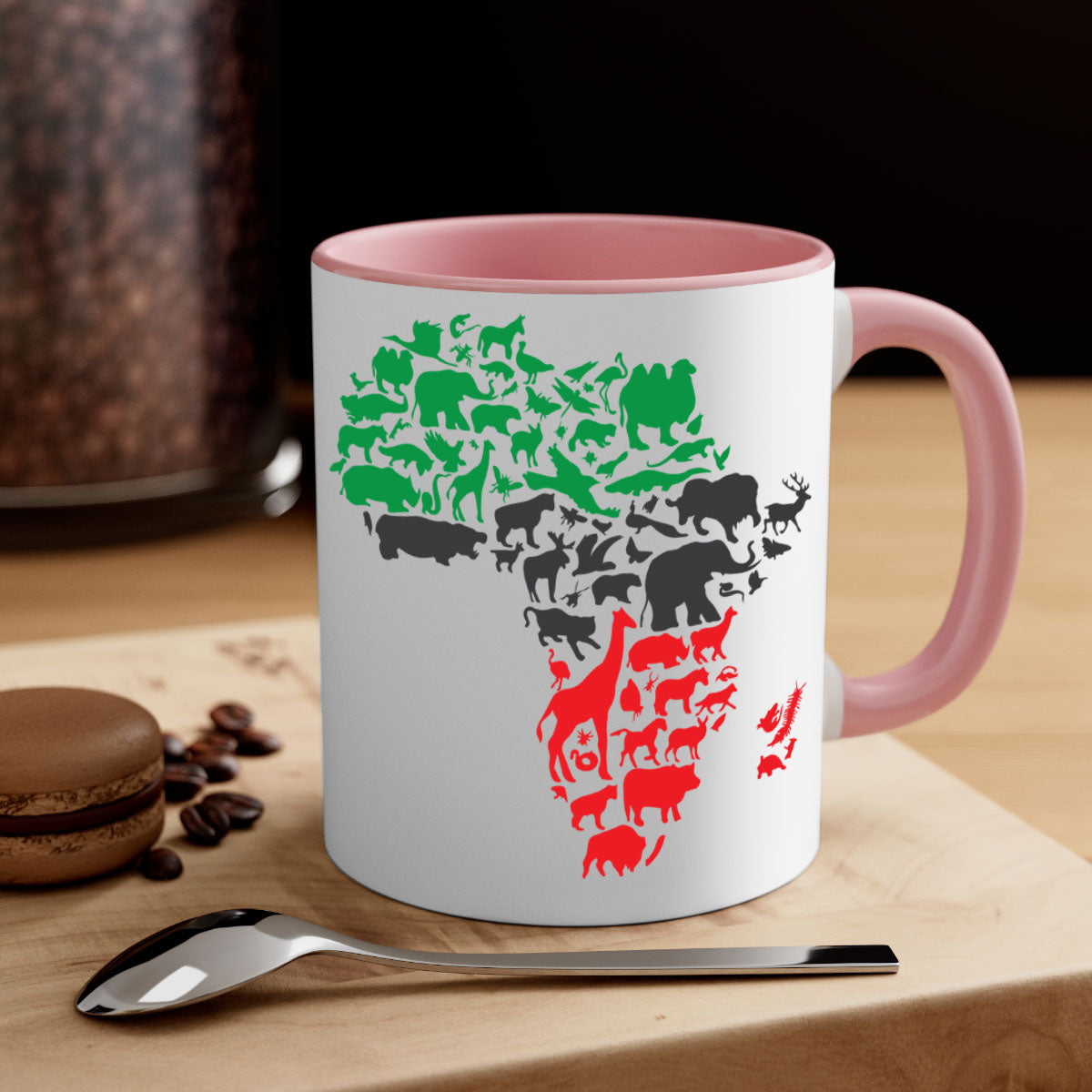 A stylish two-tone Africa Animals Color 278# Mug featuring a glossy finish, colored handle, and interior, perfect for coffee or tea.