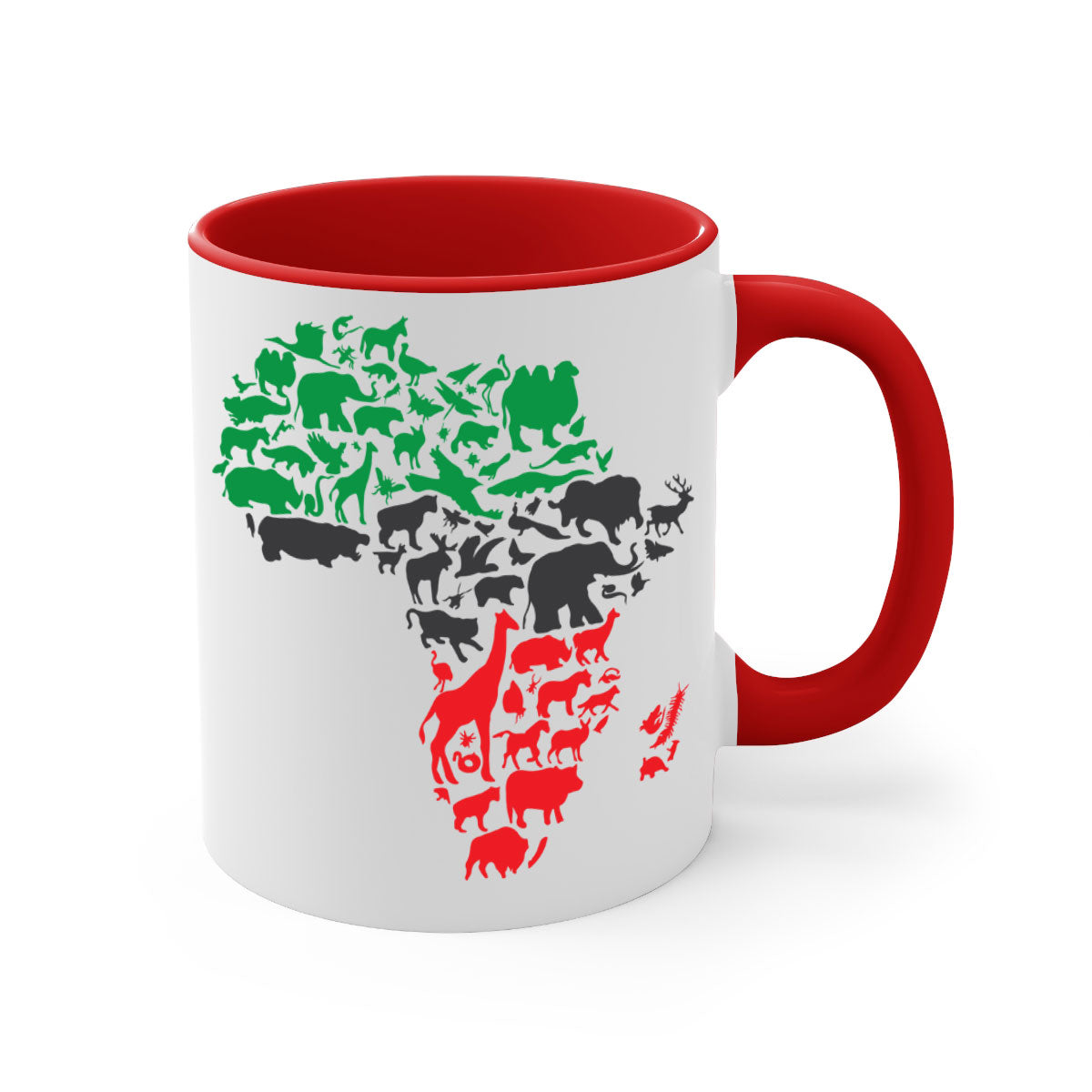 A stylish two-tone Africa Animals Color 278# Mug featuring a glossy finish, colored handle, and interior, perfect for coffee or tea.