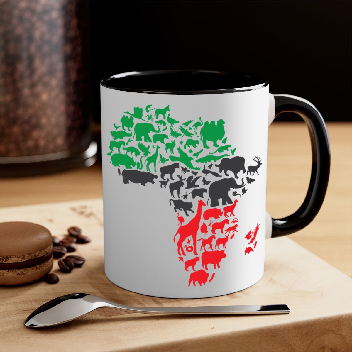 A stylish two-tone Africa Animals Color 278# Mug featuring a glossy finish, colored handle, and interior, perfect for coffee or tea.