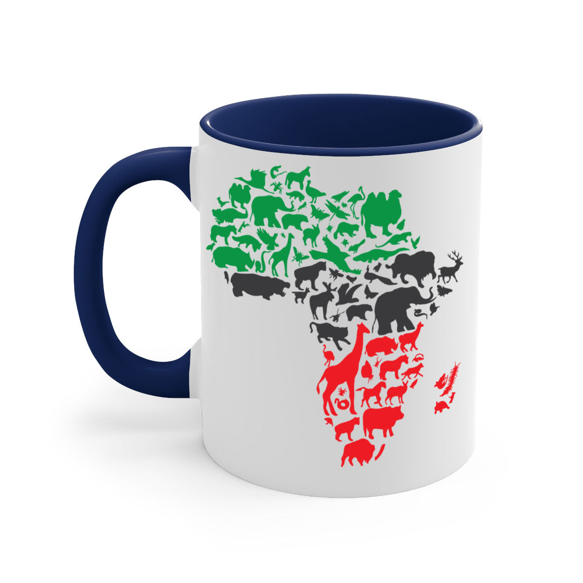 A stylish two-tone Africa Animals Color 278# Mug featuring a glossy finish, colored handle, and interior, perfect for coffee or tea.