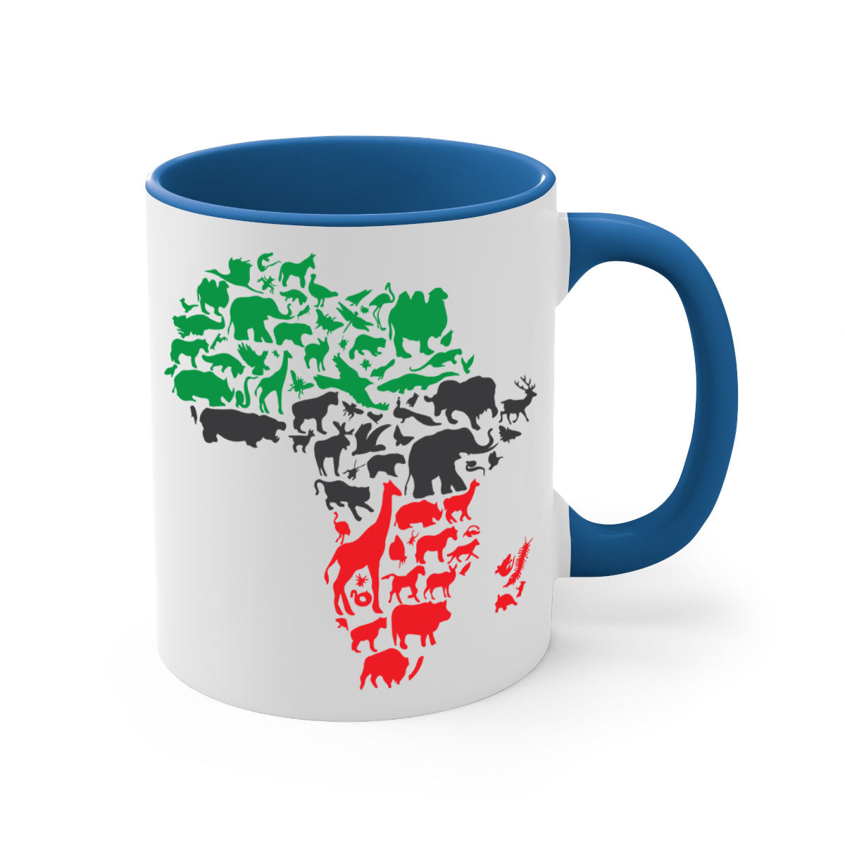 A stylish two-tone Africa Animals Color 278# Mug featuring a glossy finish, colored handle, and interior, perfect for coffee or tea.