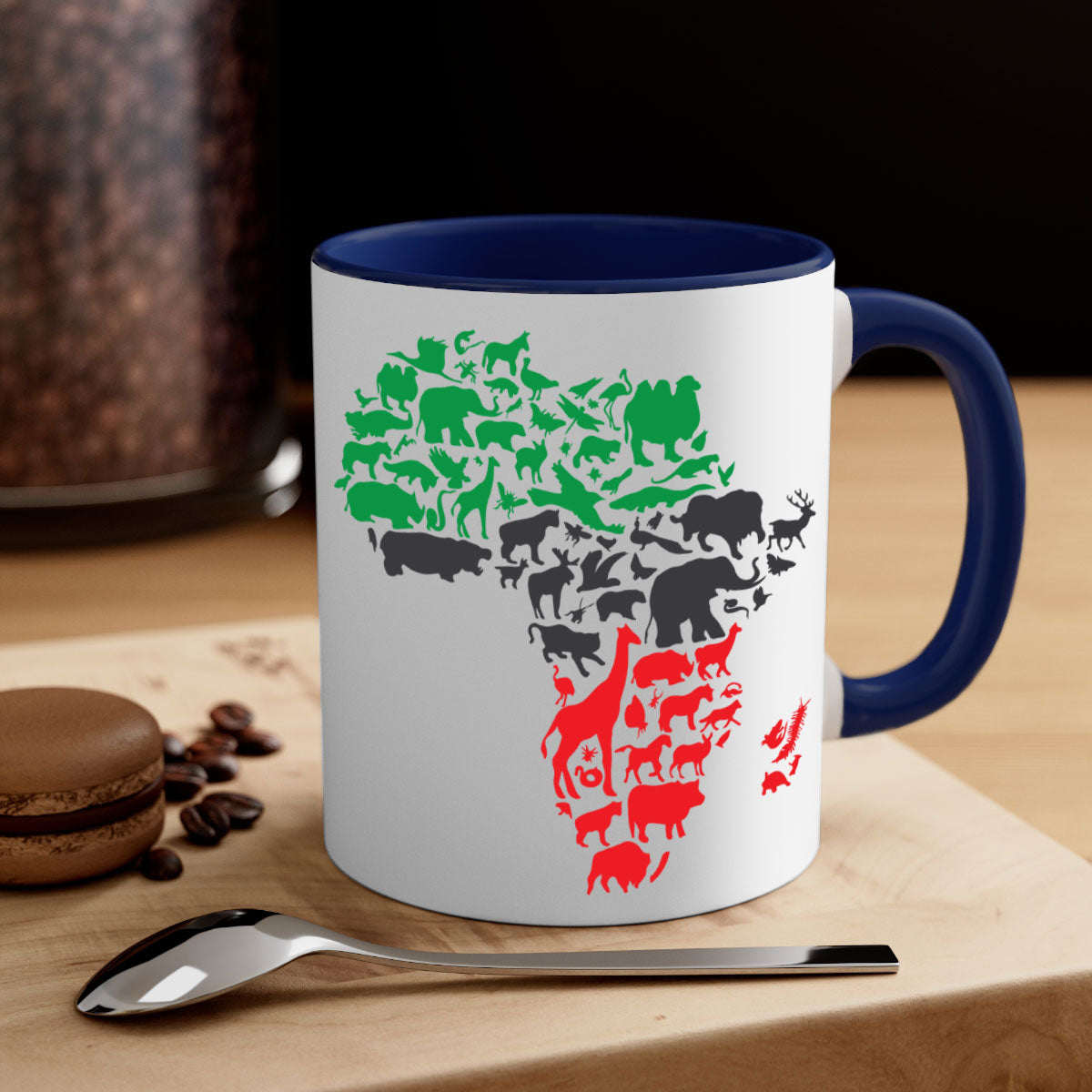 A stylish two-tone Africa Animals Color 278# Mug featuring a glossy finish, colored handle, and interior, perfect for coffee or tea.