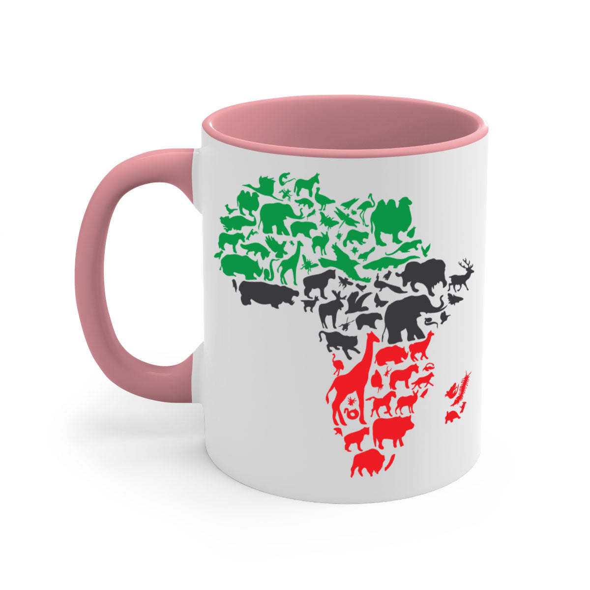 A stylish two-tone Africa Animals Color 278# Mug featuring a glossy finish, colored handle, and interior, perfect for coffee or tea.