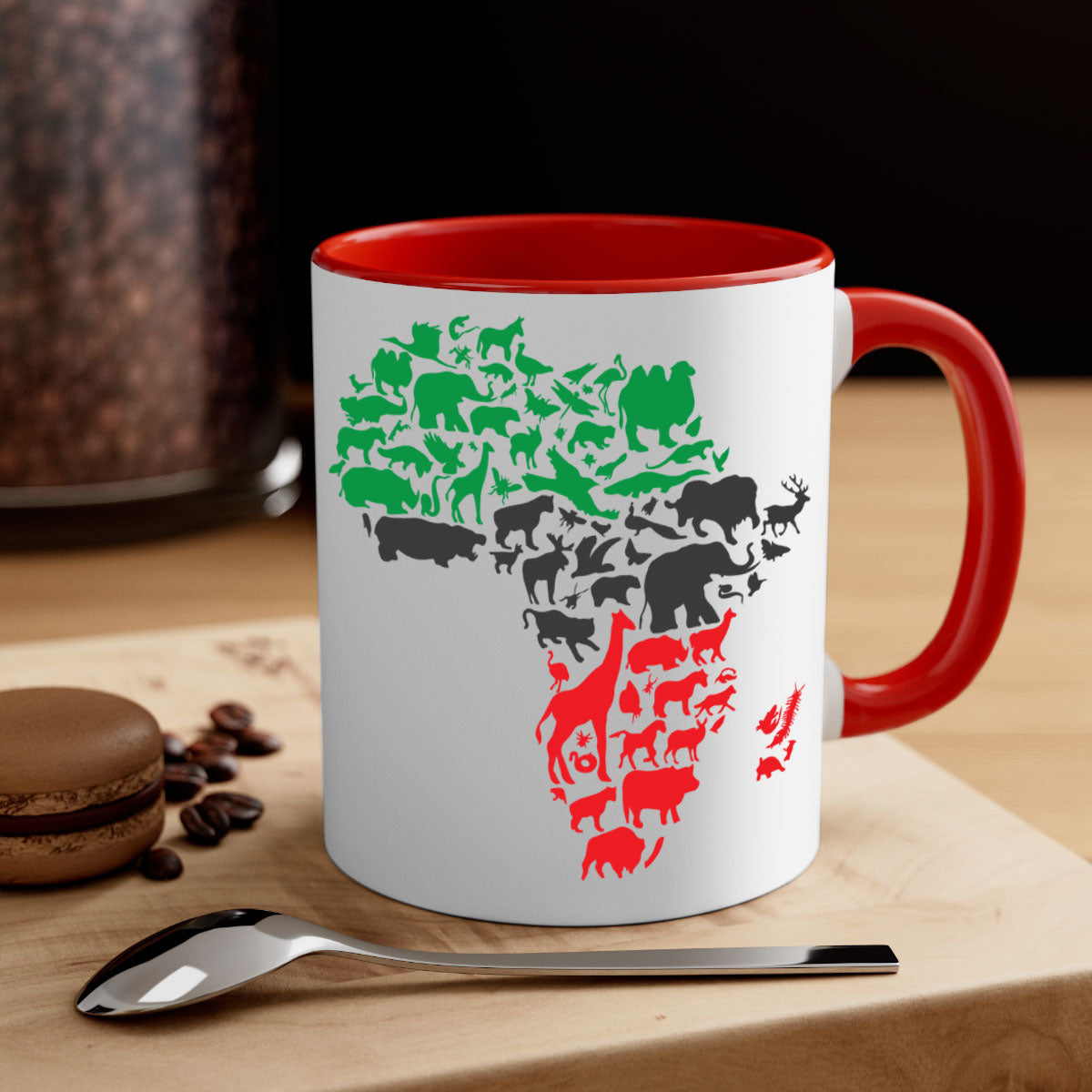A stylish two-tone Africa Animals Color 278# Mug featuring a glossy finish, colored handle, and interior, perfect for coffee or tea.
