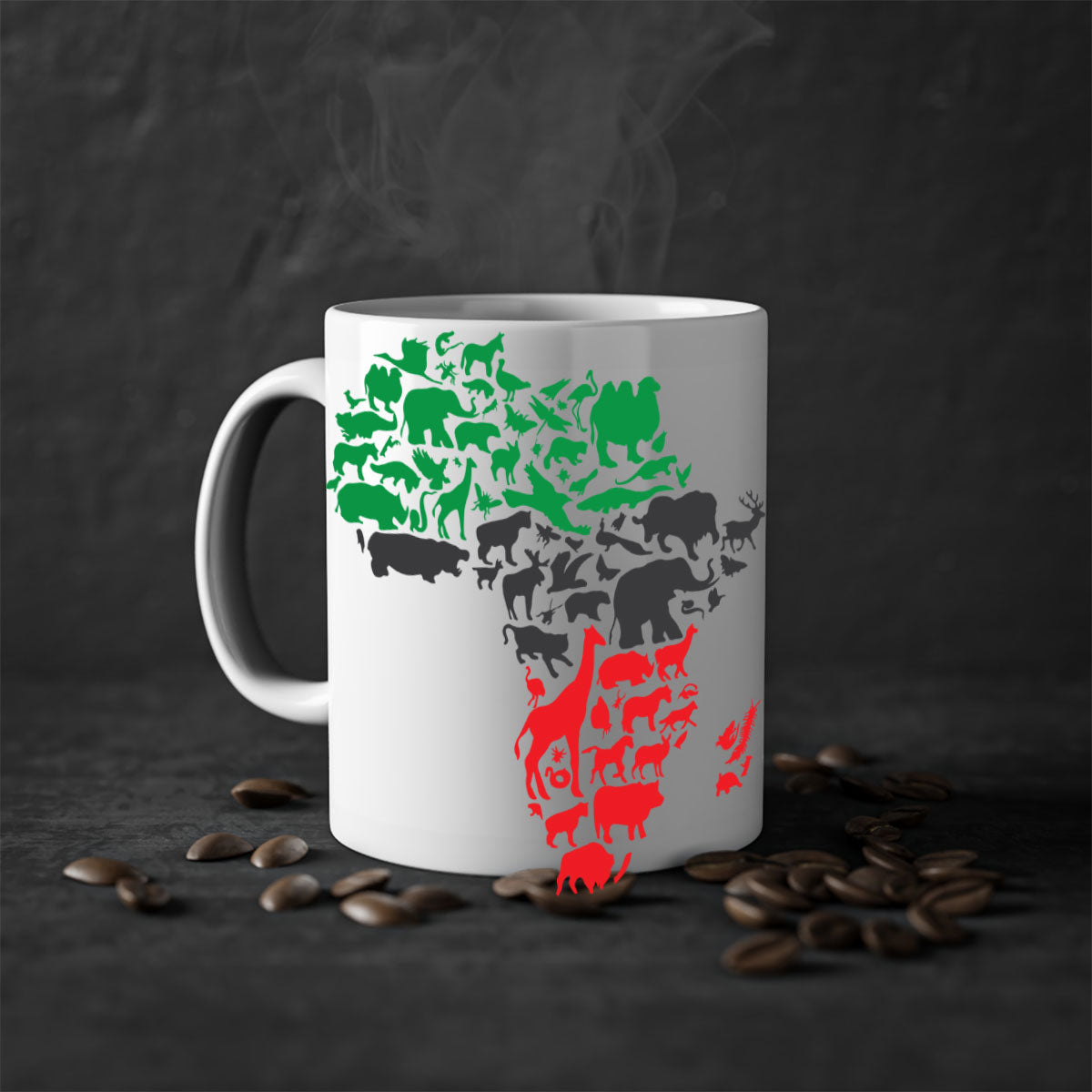 A stylish two-tone Africa Animals Color 278# Mug featuring a glossy finish, colored handle, and interior, perfect for coffee or tea.