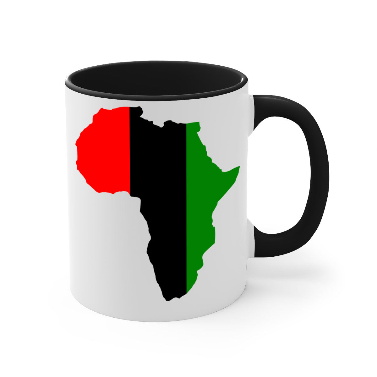 africamap 275# Mug with black words and phrases, featuring a glossy finish and a colored handle, available in multiple colors.