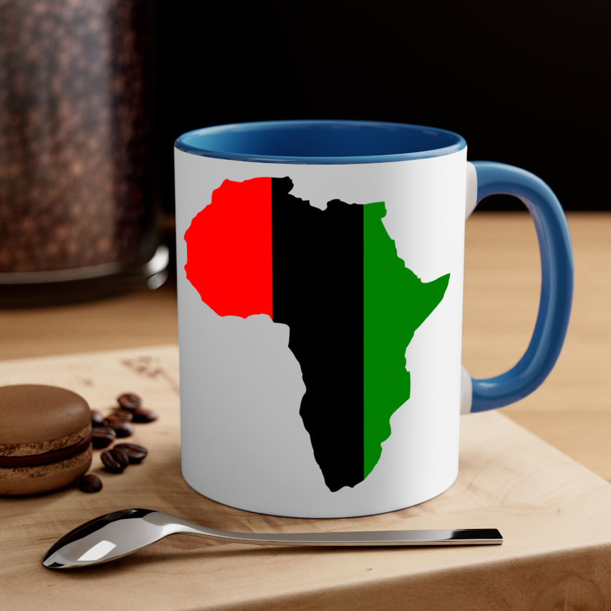 africamap 275# Mug with black words and phrases, featuring a glossy finish and a colored handle, available in multiple colors.