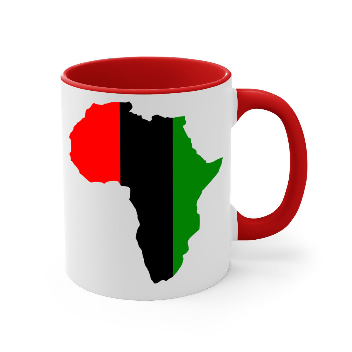 africamap 275# Mug with black words and phrases, featuring a glossy finish and a colored handle, available in multiple colors.