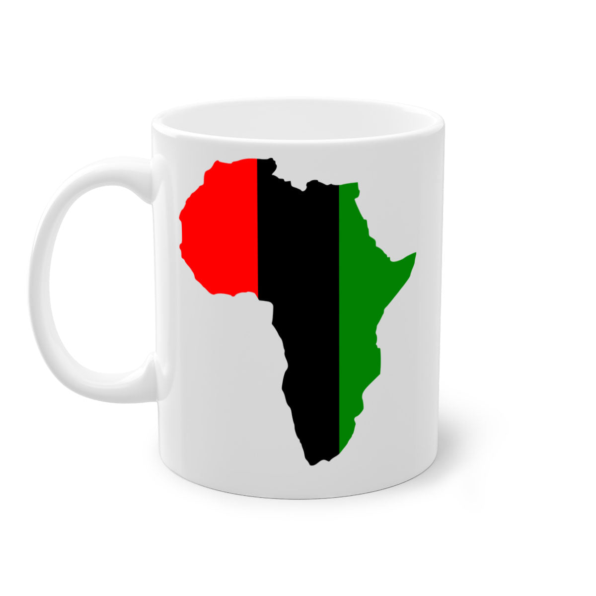 africamap 275# Mug with black words and phrases, featuring a glossy finish and a colored handle, available in multiple colors.