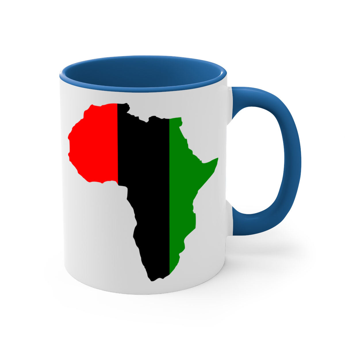 africamap 275# Mug with black words and phrases, featuring a glossy finish and a colored handle, available in multiple colors.