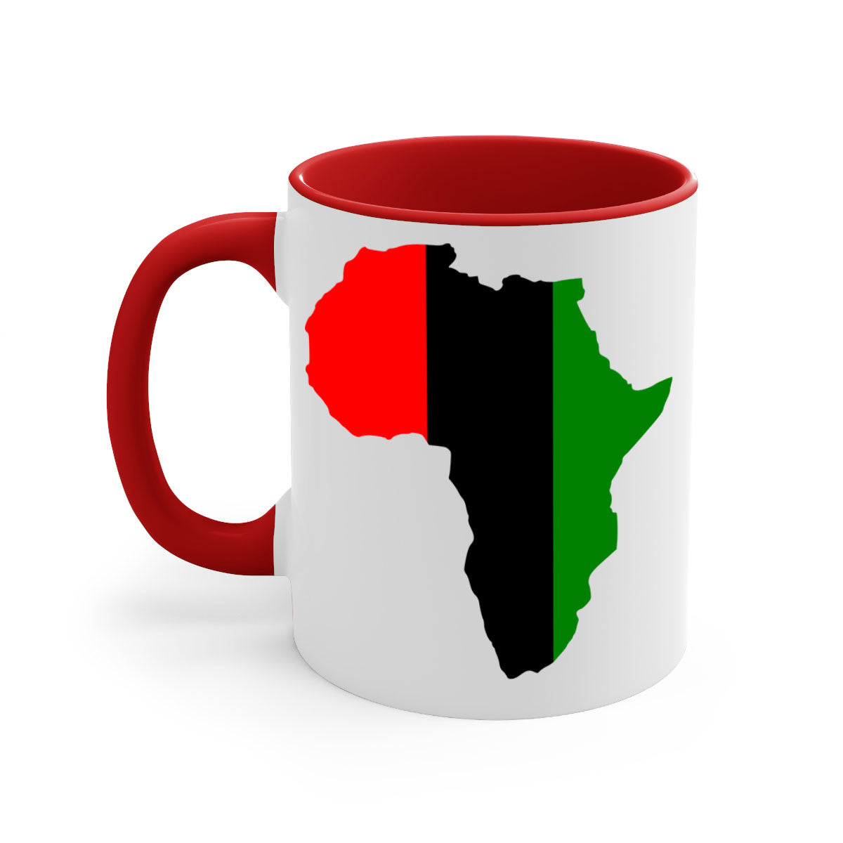 africamap 275# Mug with black words and phrases, featuring a glossy finish and a colored handle, available in multiple colors.