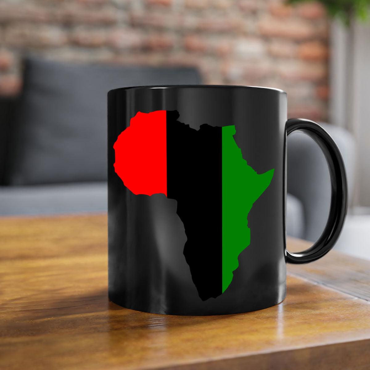 africamap 275# Mug with black words and phrases, featuring a glossy finish and a colored handle, available in multiple colors.