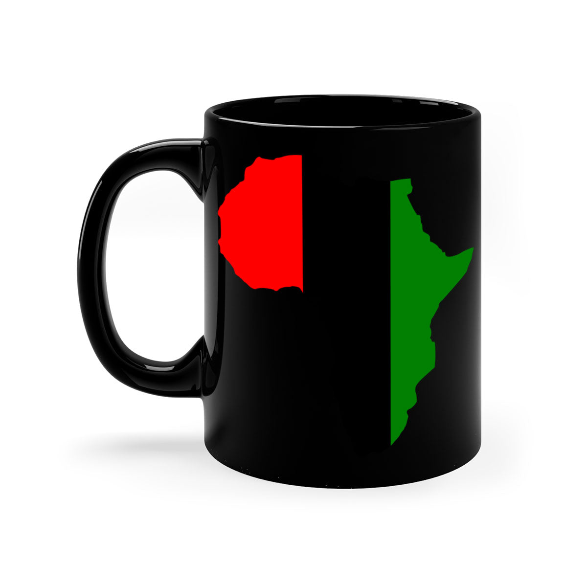 africamap 275# Mug with black words and phrases, featuring a glossy finish and a colored handle, available in multiple colors.