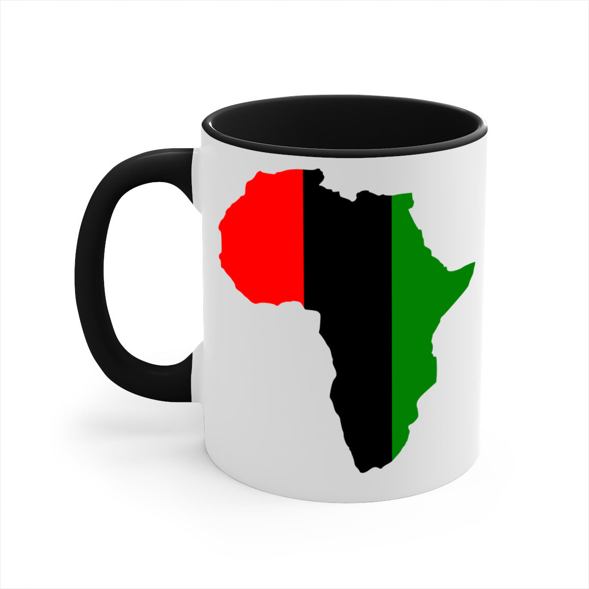 africamap 275# Mug with black words and phrases, featuring a glossy finish and a colored handle, available in multiple colors.