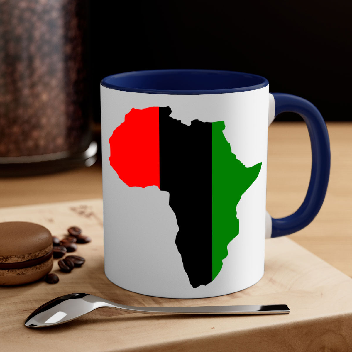 africamap 275# Mug with black words and phrases, featuring a glossy finish and a colored handle, available in multiple colors.