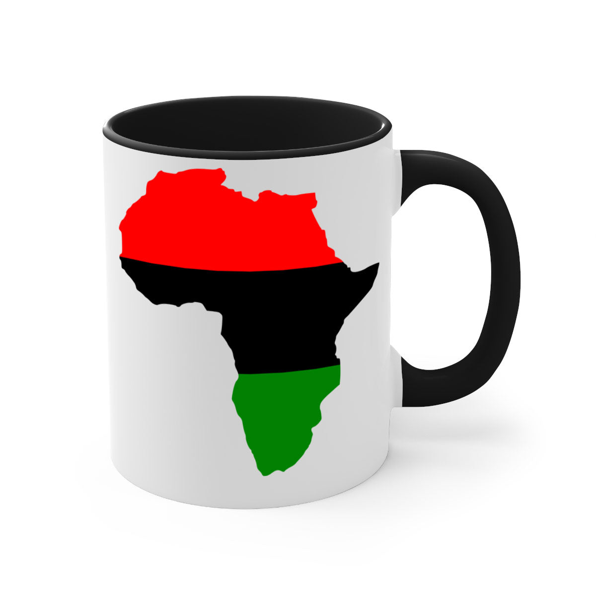 Africamap 276# Mug with black words and phrases, featuring a glossy finish and colored handle, available in multiple colors.