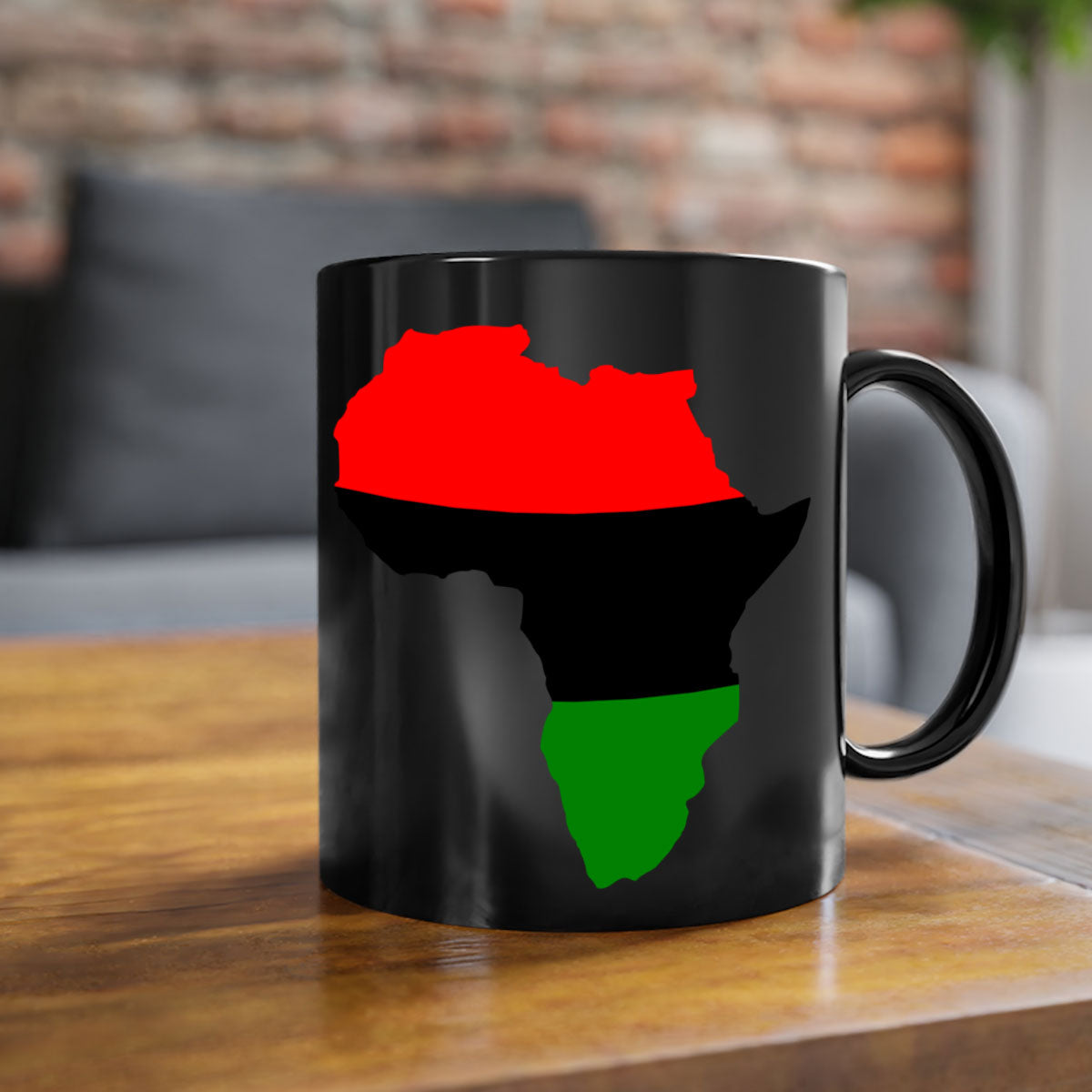 Africamap 276# Mug with black words and phrases, featuring a glossy finish and colored handle, available in multiple colors.
