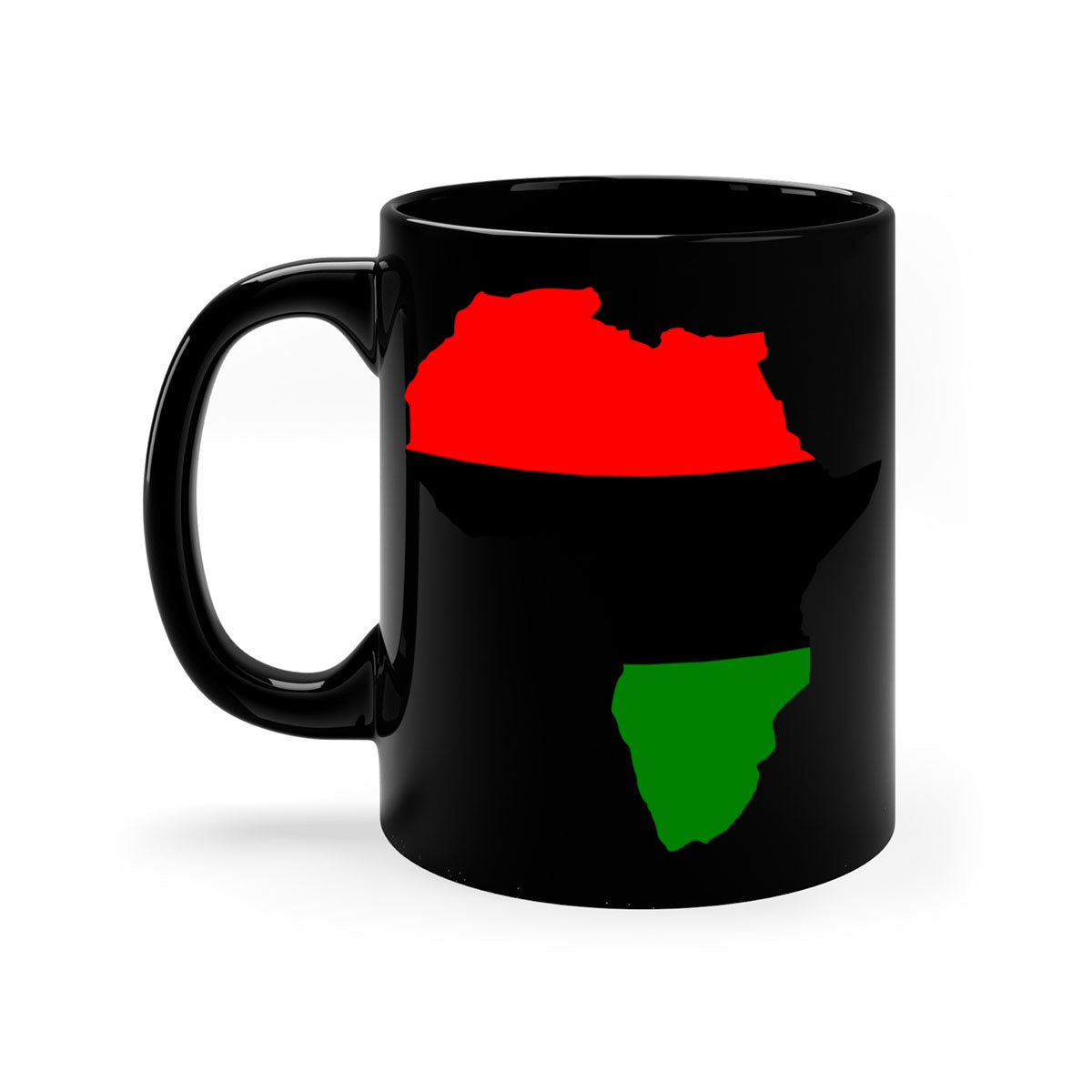 Africamap 276# Mug with black words and phrases, featuring a glossy finish and colored handle, available in multiple colors.