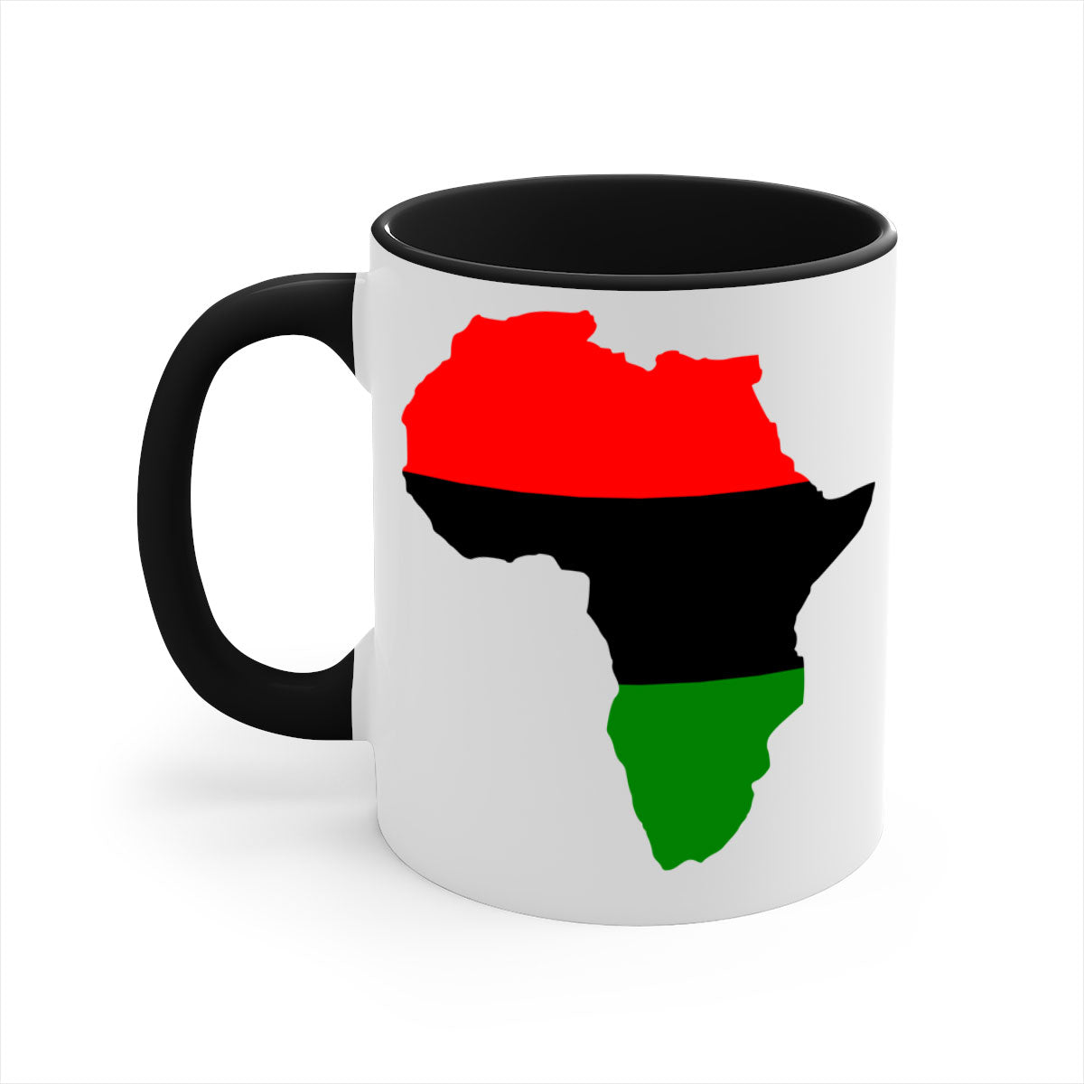Africamap 276# Mug with black words and phrases, featuring a glossy finish and colored handle, available in multiple colors.